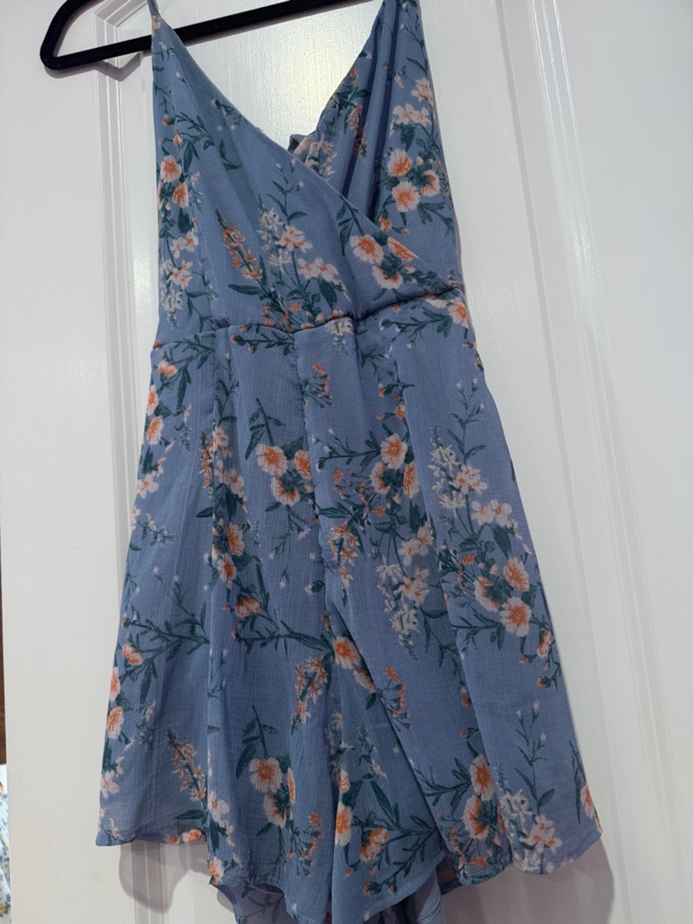 American Eagle Outfitters Blue Floral Wrap Romper